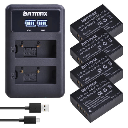Batterie Batmax 1260mAh NP-W126 NP W126 NP-W126S W126S + chargeur double pour Fuji X-Pro1 XPro1 X-T1 XT1,HS30EXR HS33EXR X PRO1