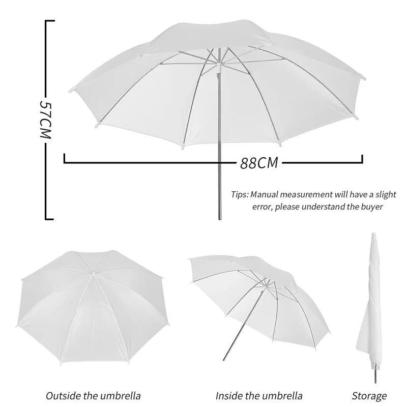 Parapluie réflecteur blanc, or, argent, noir sans support, pour studio photo, photographie, vidéo, 83cm, 4 pièces