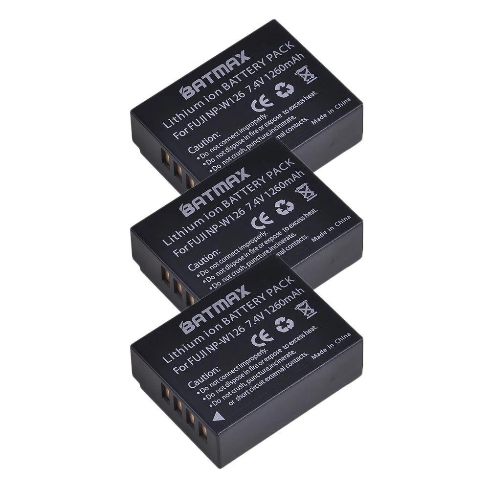 Batterie Batmax 1260mAh NP-W126 NP W126 NP-W126S W126S + chargeur double pour Fuji X-Pro1 XPro1 X-T1 XT1,HS30EXR HS33EXR X PRO1