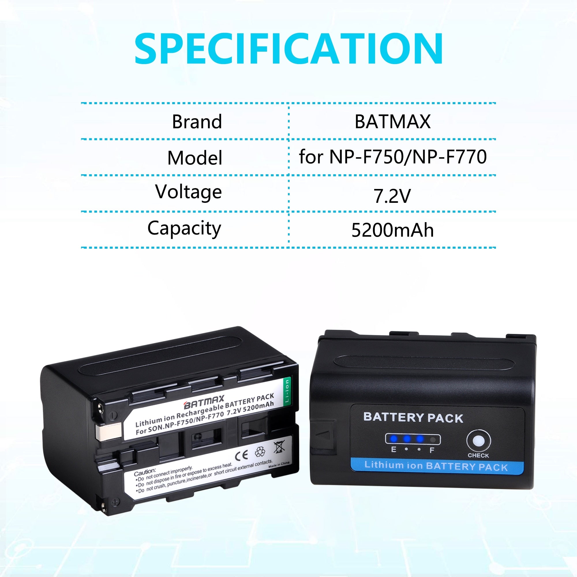 Batteries NP-F750 Batmax 4X 5200mAh pour sony NP F750 F730 F770 avec indicateur LED de puissance + chargeur double LCD pour Sony CCD-TRV215 CCD-TR917