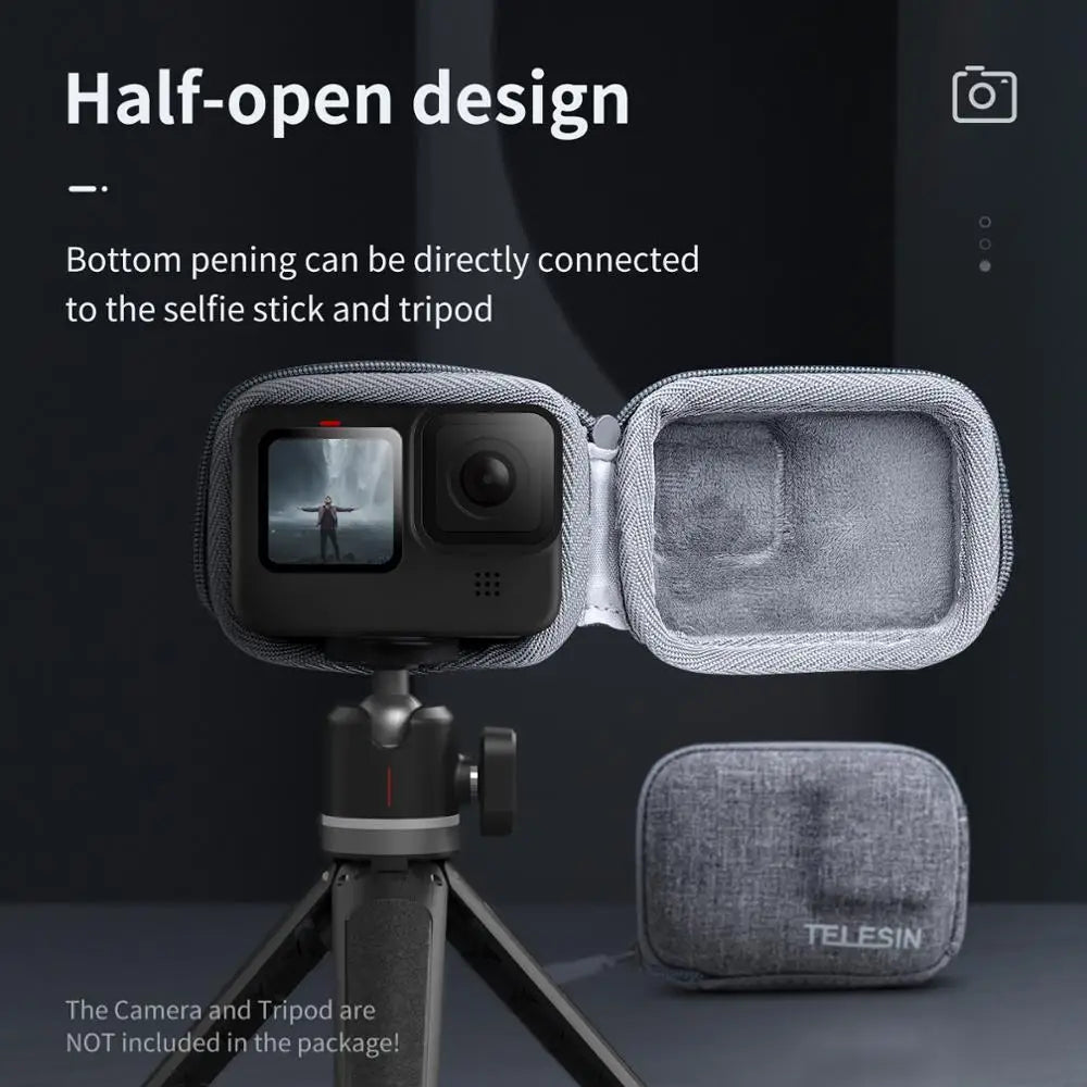 Sacoche de protection TELESIN étui de transport semi-ouvert brossé à dégagement rapide pour GoPro fore9, 10, 11, 12,