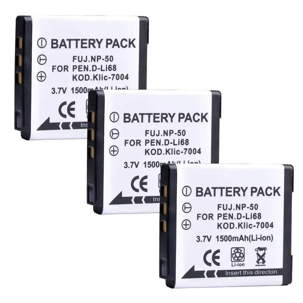 Batterie Batmax NP-50 NP50 + Chargeur Pour Nigit Vision Caméra pour FUJIFILM pour Pentax D-Li68 pour KODAK KLIC-7004