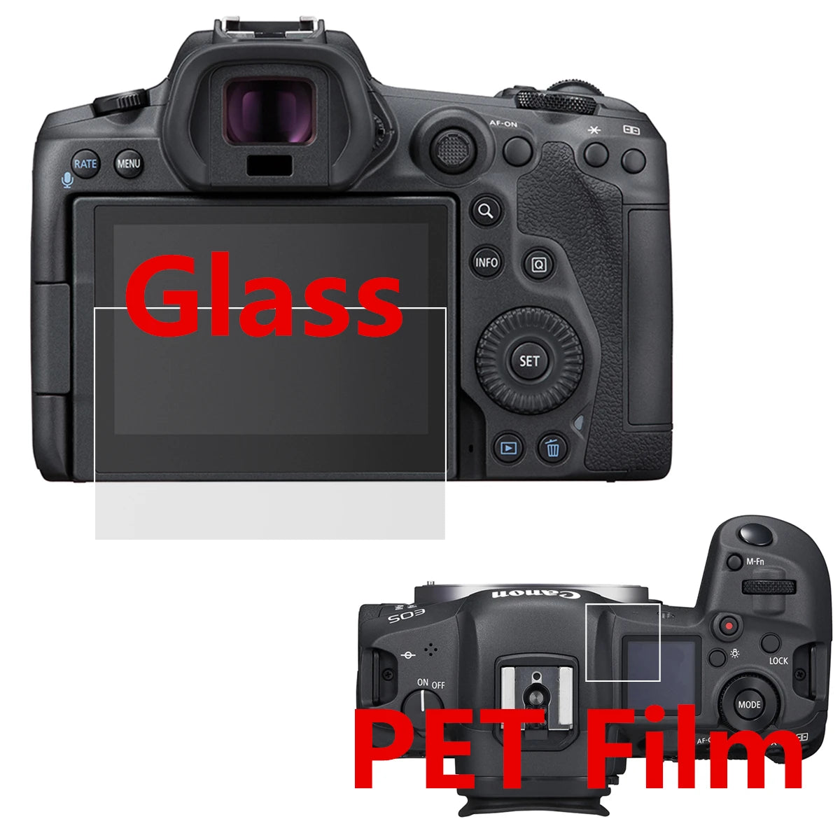Verre de protection en verre du Guatemala écran LCD + écran du haut pour appareil photo canon EOS R1 R3 R5 Mark II R5s R5C