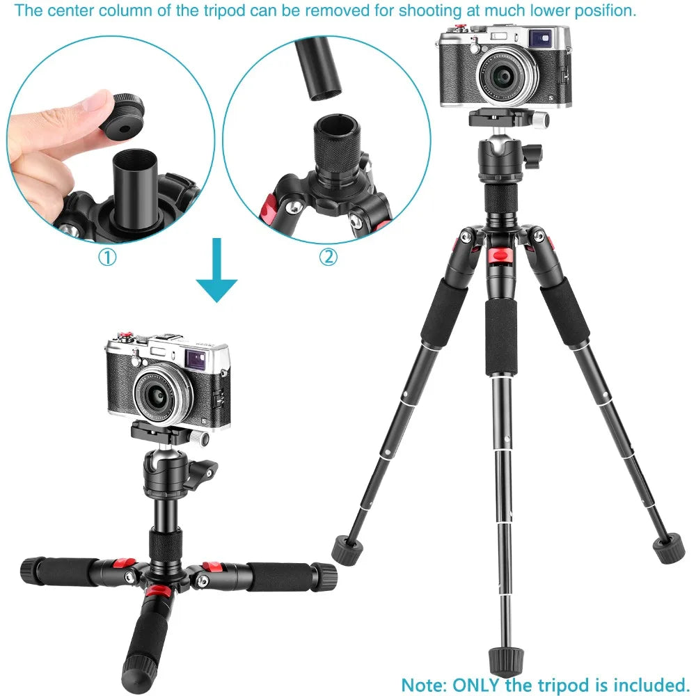 Trípode de càmera mini NEEWER TP-AAM521 de 50 cm amb capçal esfèric d'aliatge d'alumini de 360° i placa de fixació ràpida tipus Arca de 1/4"