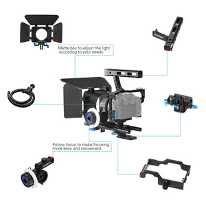 Kit de montage vidéo Andoer C500 suivi de la mise au point, poignée pour Sony A7IV, A7S III, A7 III, A7R III..