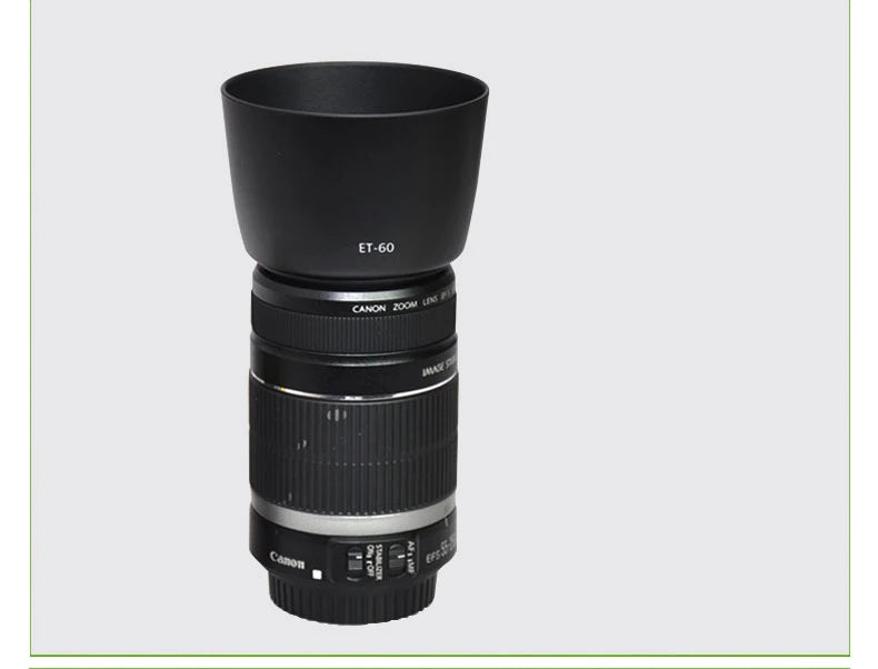 Pare-soleil ET-60 58mm et60 réversibles pour Canon EF-S 55-250mm f/4-5.6 IS II et EF 75-300mm f/4-5.6 III objectif USM