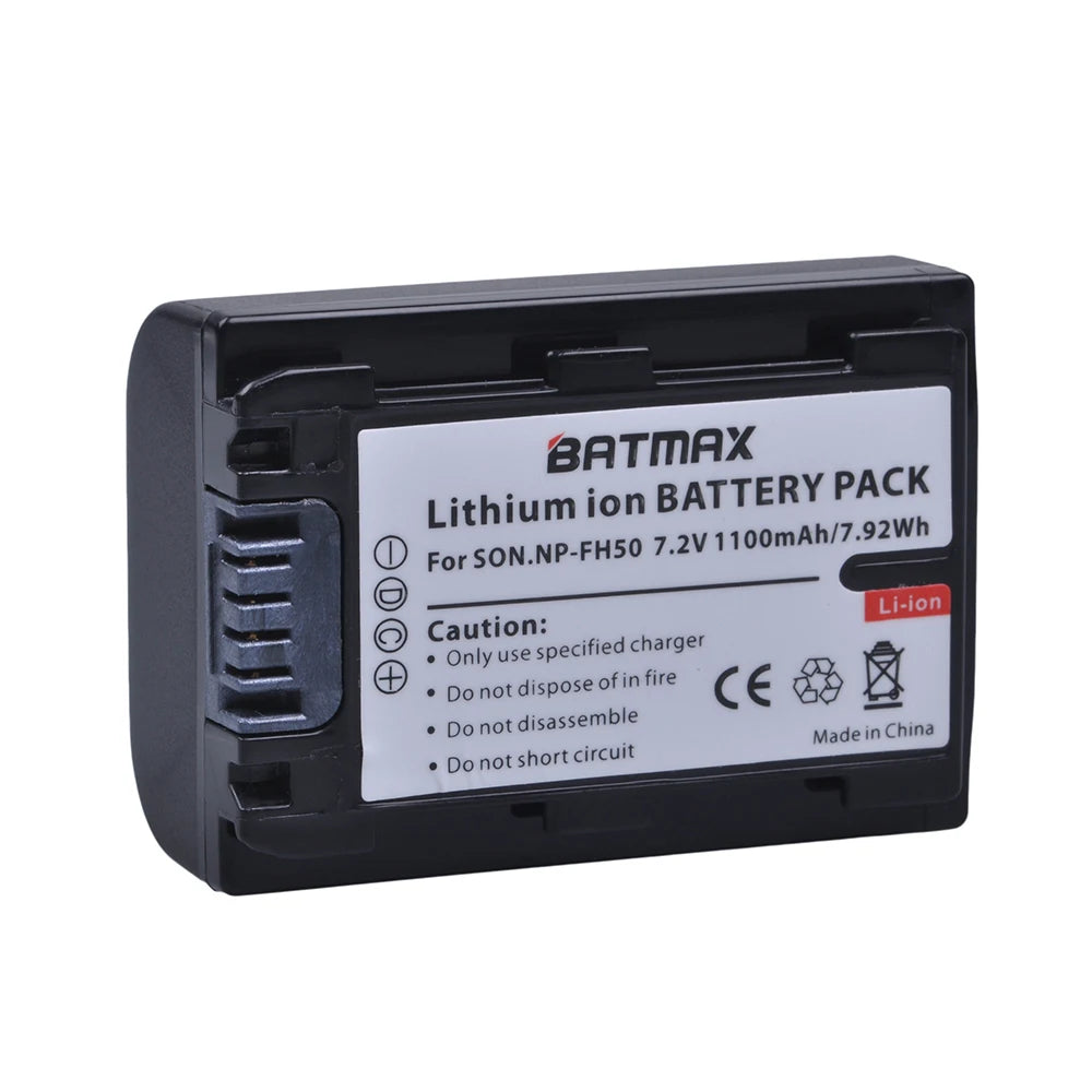 Batterie Batmax NP-FH50 NP-FH40 1100mAh + chargeur pour Sony A230 A330 A290 A380 A390 HDR-TG1E TG3 TG5 TG7 DSC-HX1