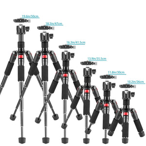 Trípode de càmera mini NEEWER TP-AAM521 de 50 cm amb capçal esfèric d'aliatge d'alumini de 360° i placa de fixació ràpida tipus Arca de 1/4"