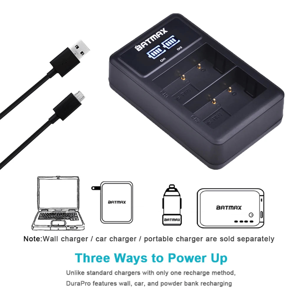Batterie Batmax DMW-BLF19 DMW BLF19 DMW-BLF19e + chargeur LED USB pour Panasonic Lumix GH3 GH4 GH5 DMW-BLF19PP