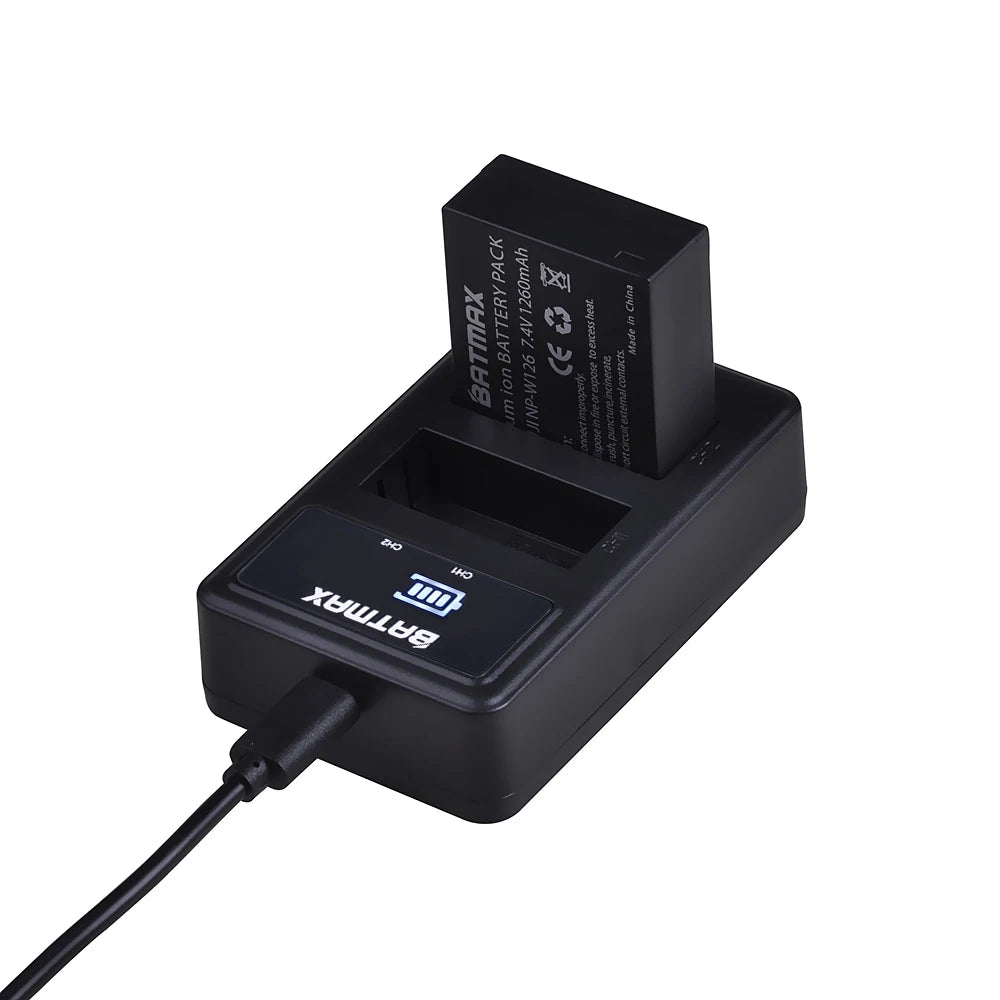 Batterie Batmax 1260mAh NP-W126 NP W126 NP-W126S W126S + chargeur double pour Fuji X-Pro1 XPro1 X-T1 XT1,HS30EXR HS33EXR X PRO1