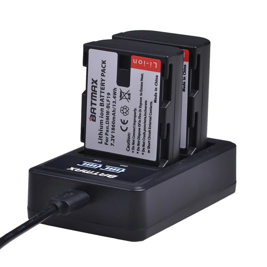 Batterie Batmax DMW-BLF19 DMW BLF19 DMW-BLF19e + chargeur LED USB pour Panasonic Lumix GH3 GH4 GH5 DMW-BLF19PP