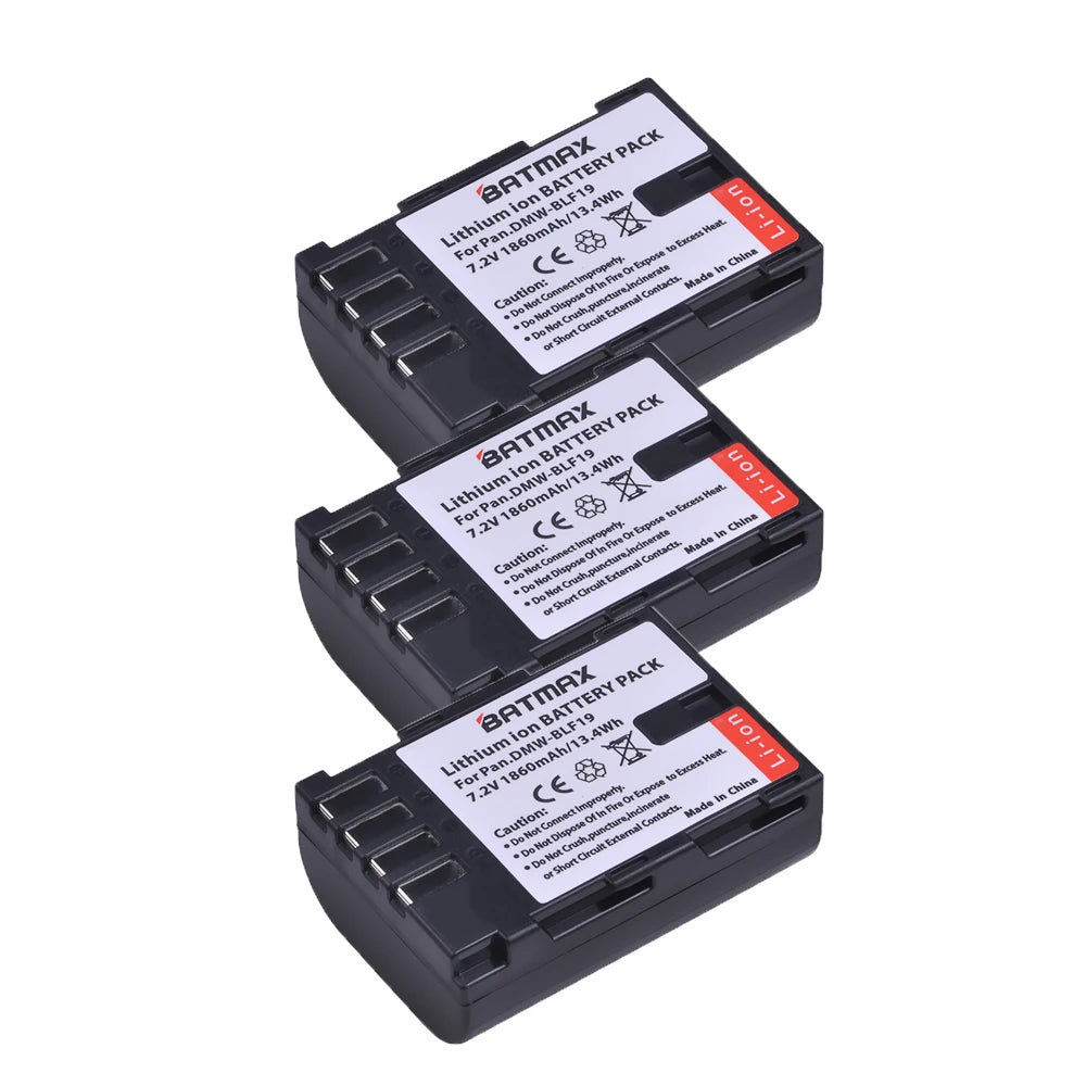 Batterie Batmax DMW-BLF19 DMW BLF19 DMW-BLF19e + chargeur LED USB pour Panasonic Lumix GH3 GH4 GH5 DMW-BLF19PP
