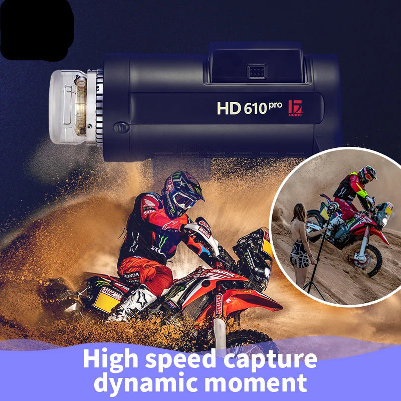 Flash stroboscopique JINBEI HD610pro extérieur sans fil avec batterie 600W 6000mAh Monolight TTL HSS 1/8000S avec déclencheur TR-Q7II en option