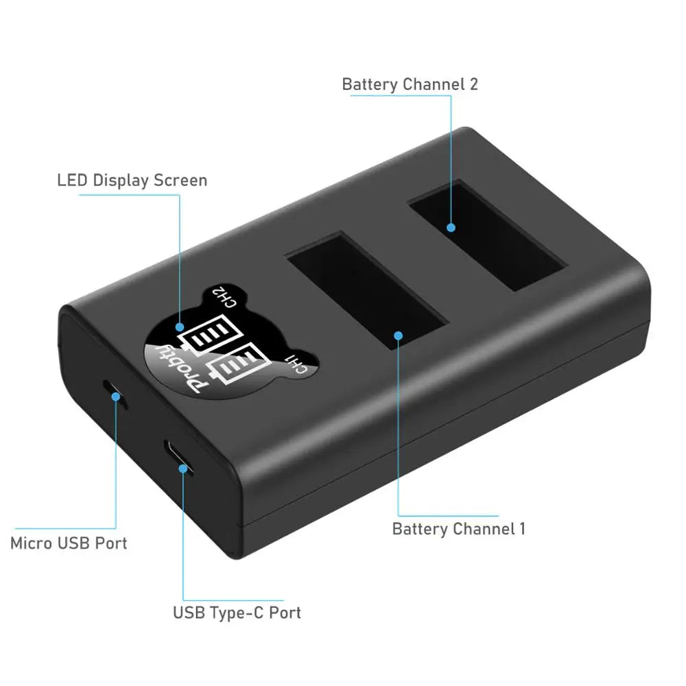 Batterie Probty pour Gopro max Gopro max 360 + chargeur double