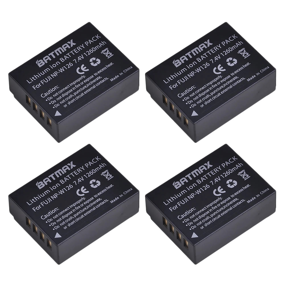 Batterie Batmax 1260mAh NP-W126 NP W126 NP-W126S W126S + chargeur double pour Fuji X-Pro1 XPro1 X-T1 XT1,HS30EXR HS33EXR X PRO1