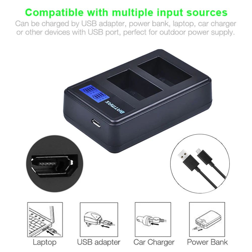 Batterie Batmax 2000mAh NP-FW50 NPFW50 + chargeur LCD double USB pour Sony NEX-7 NEX-5R NEX-F3 NEX-3D Alpha a5000 a6000 a7ii a7rii...