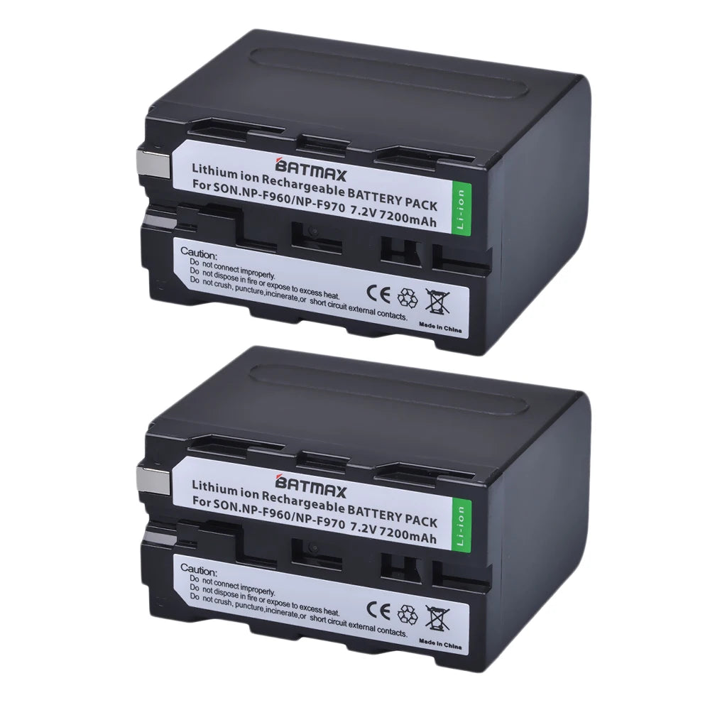 Batterie Batmax 7200mAh NP-F970 NP-F960 F960 F970 pour Sony NP-F550 NP-F750 PLM-100 CCD-TRV35 MVC-FD91 MC1500C pour lumière vidéo LED