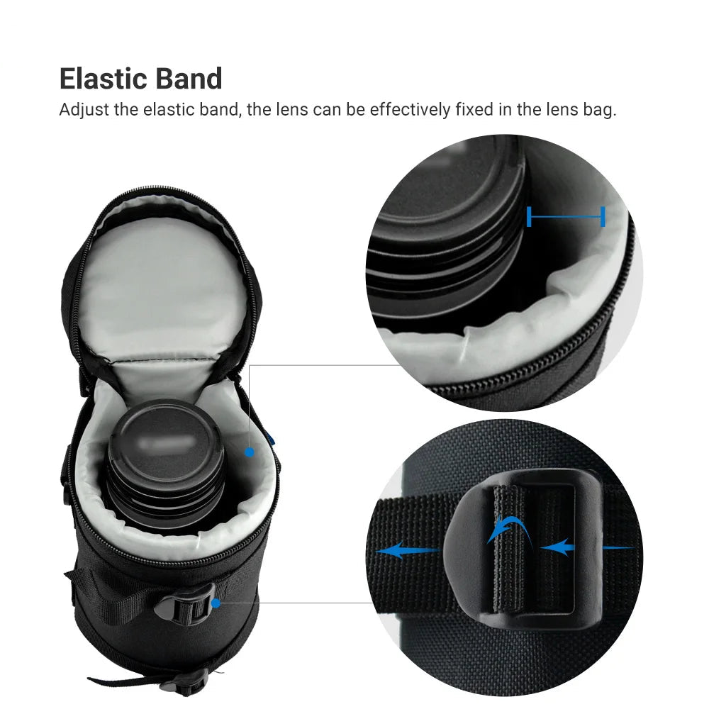 Housse pour objectif JJC haute qualité et ceinture, étui étanche, pour Canon, Nikon, Sony, Fujifilm...