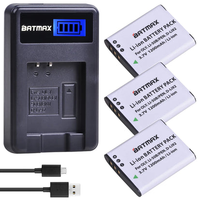 Batterie Batmax Li-50B Li 50B D-LI92 + chargeur pour Olympus SP 810 800UZ u6010 u6020 u9010 SZ14 SZ16 D755 u1010 SZ30 SZ20