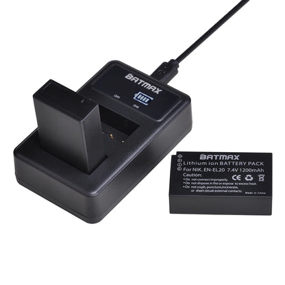 Batterie Batmax EN-EL20 EN-EL20A EN EL20 EN EL20a + chargeur double LED USB pour Nikon Coolpix P1000, Nikon S1 J1, J2, J3 Nikon1 AW1
