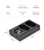 Batterie Probty 2600mAh NP-W235 NP W235 + chargeur double pour Fujifilm X-T5 X-T4 GFX 100S X-H2S GFX 50S II VG-XT4 Grip