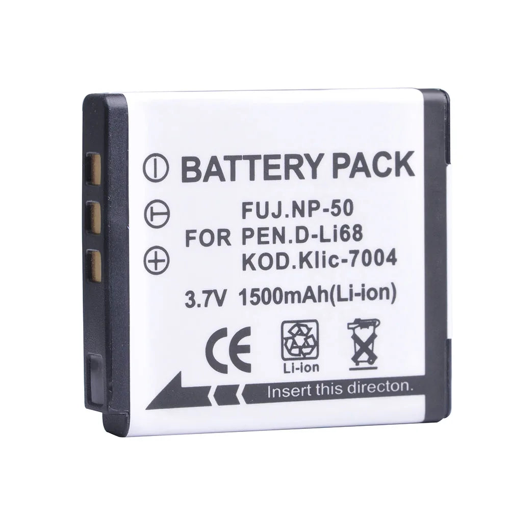 Batterie Batmax NP-50 NP50 + Chargeur Pour Nigit Vision Caméra pour FUJIFILM pour Pentax D-Li68 pour KODAK KLIC-7004