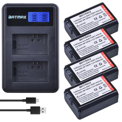 Batterie Batmax 2000mAh NP-FW50 NPFW50 + chargeur LCD double USB pour Sony NEX-7 NEX-5R NEX-F3 NEX-3D Alpha a5000 a6000 a7ii a7rii...