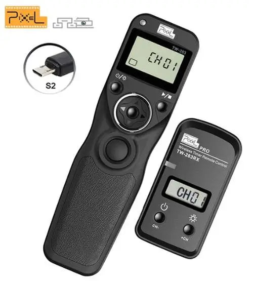 Cable de control remot sense fil Pixel TW-283 amb temporitzador i disparador (DC0 DC2 N3 E3 S1 S2) per a Canon Nikon Sony Panasonic