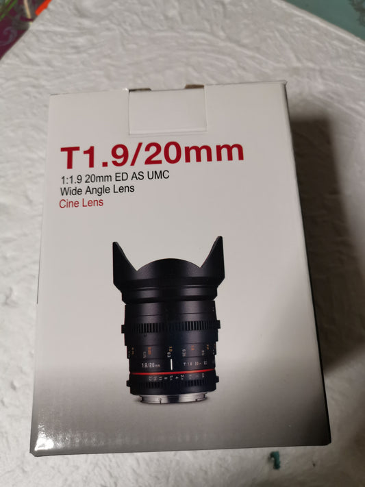 SAMYANG 20mm t1.9 ED AS UMC pour Sony E neuf + garantie
