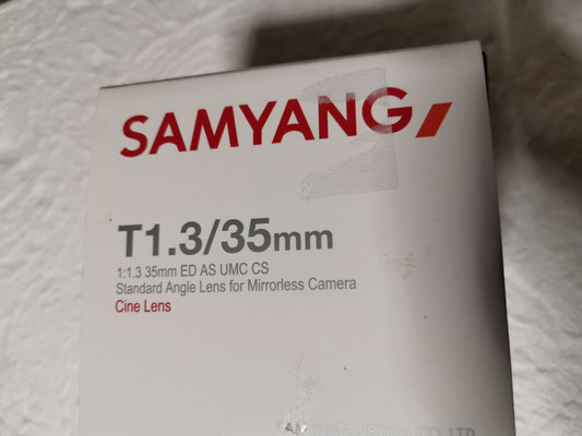 SAMYANG 35 mm T1.3 ED AS UMC CS CINEMA pour Sony E neuf + garantie