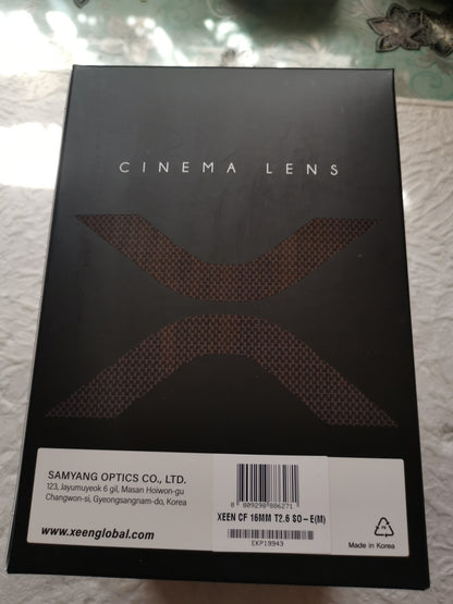 SAMYANG XEEN CF 16 mm T2.6 SO pour Sony E neuf + garantie