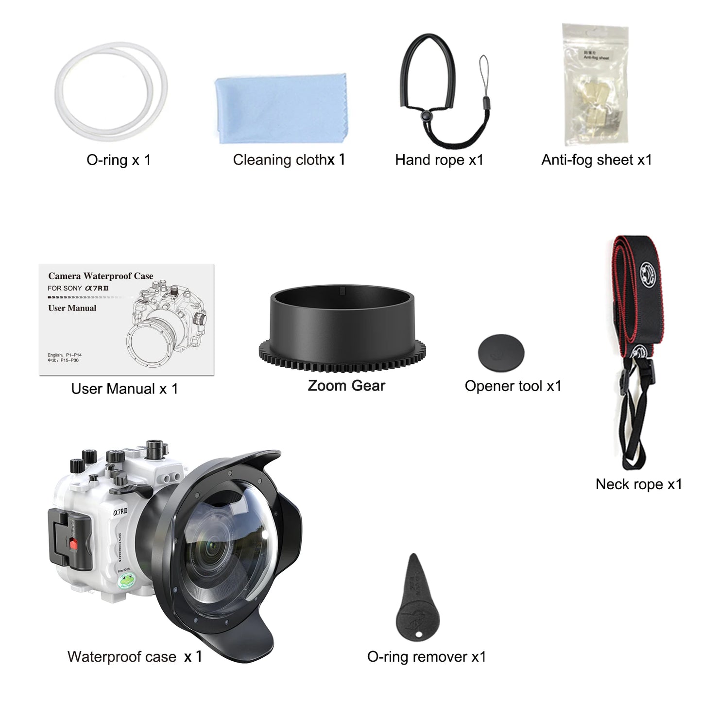 Caisson étanche Seafrogs, 40M pour Sony A7RIII/A7III, objectif 16-35mm 28-70mm 90mm avec poignée pistolet