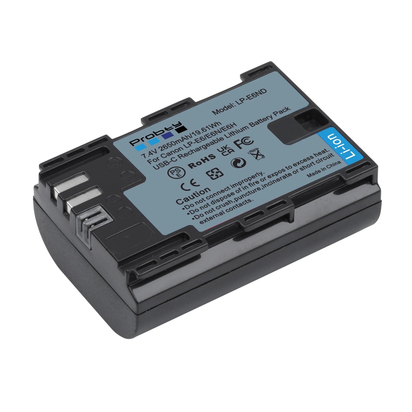Batterie 2650mAh LP-E6 LP E6 LPE6 LP E6N Probty type-c pour appareils photo Canon 5D Mark II III 7D 60D EOS 6D 70D 80D EOS 5DS R