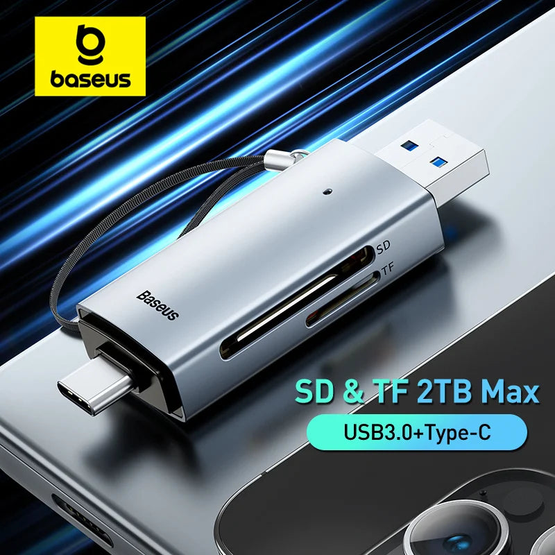 Lecteur carte SD Baseus USB C & USB3.0 vers SD Micro SD TF 104MB/s 2TB