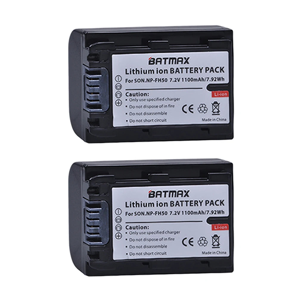 Batterie Batmax NP-FH50 NP-FH40 1100mAh + chargeur pour Sony A230 A330 A290 A380 A390 HDR-TG1E TG3 TG5 TG7 DSC-HX1