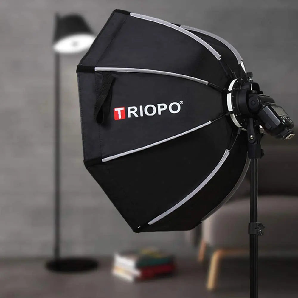 Softbox TRIOPO 55cm 65cm 90cm 120cm Octagone trépied pliable avec poignée pour Flash universel, Godox V860III V1 AD200Pro...