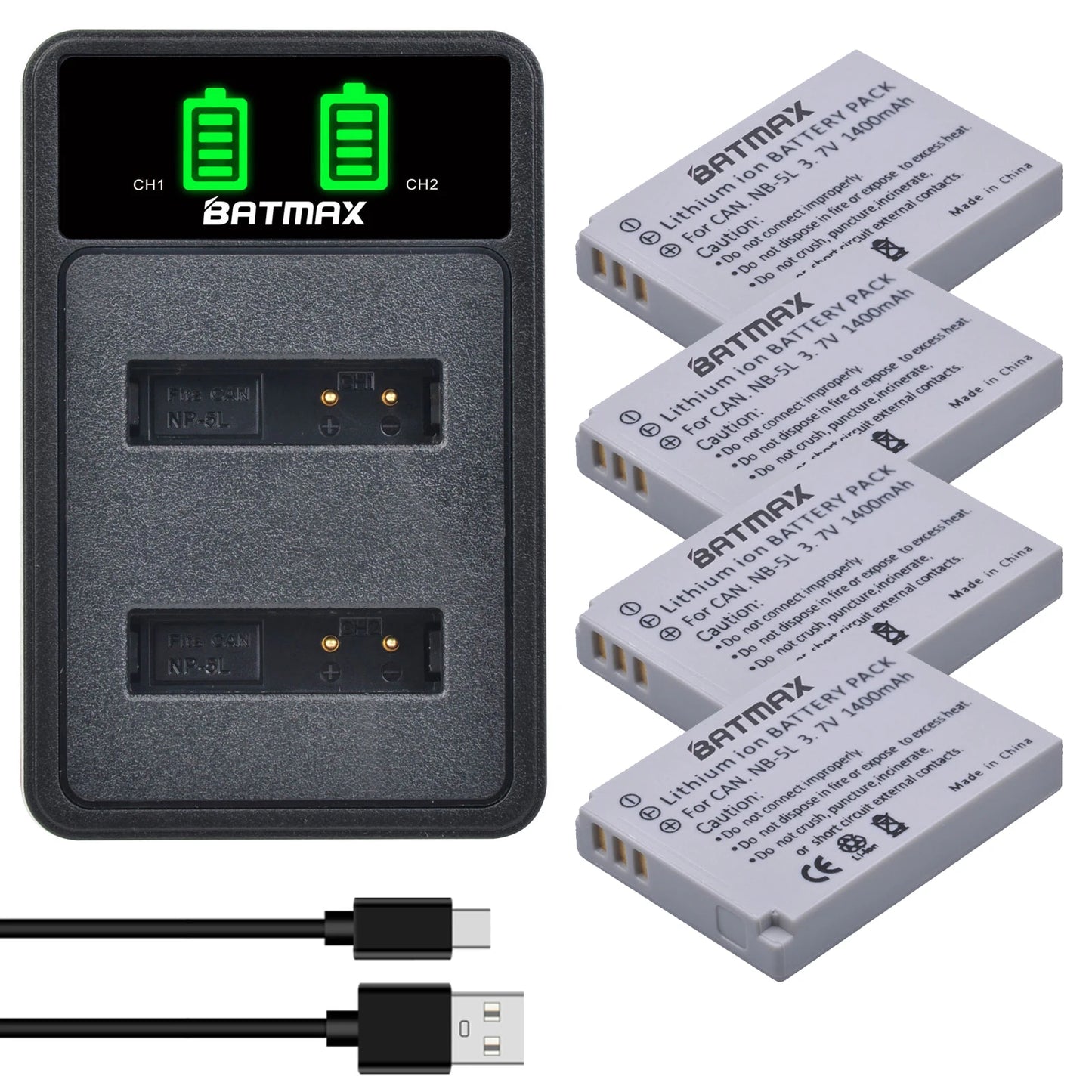 Batterie Batmax NB-5L NB 5L NB5L + chargeur double pour Canon Powershot S100 SX200 SX210 IS SX230 HS SD790 SD850 SD890