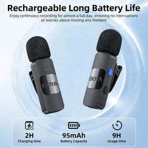 Mini Microphone Lavalier professionnel sans fil BOYA BY-V pour iPhone, iPad, Android, reflex, caméra, diffusion en direct, enregistrement de jeu, Interview, Vlog...