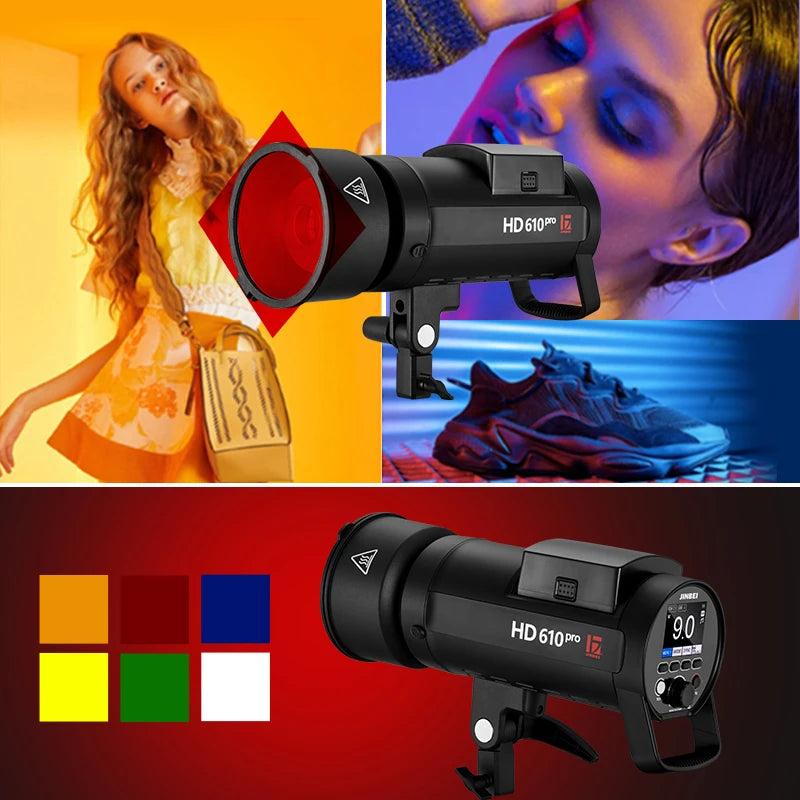 Flash stroboscopique JINBEI HD610pro extérieur sans fil avec batterie 600W 6000mAh Monolight TTL HSS 1/8000S avec déclencheur TR-Q7II en option