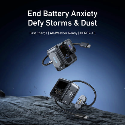Chargeur latéral magnétique étanche TELESIN pour Gopro hero 9 10 11 12 13 type-c
