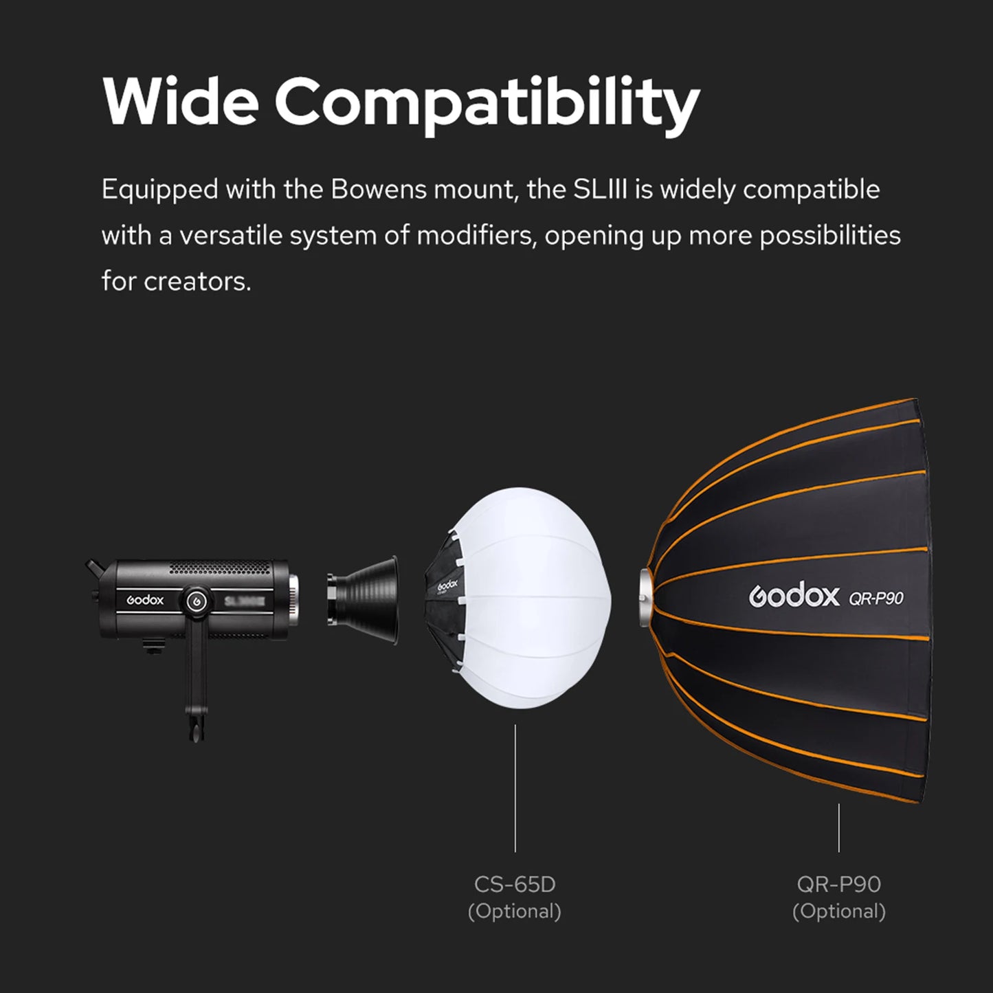 Eclairage LED studio Godox SL300IIIBi 330W 2800K-6500K Dimmable 9 effets d'éclairage FX CRI96 TLCI9