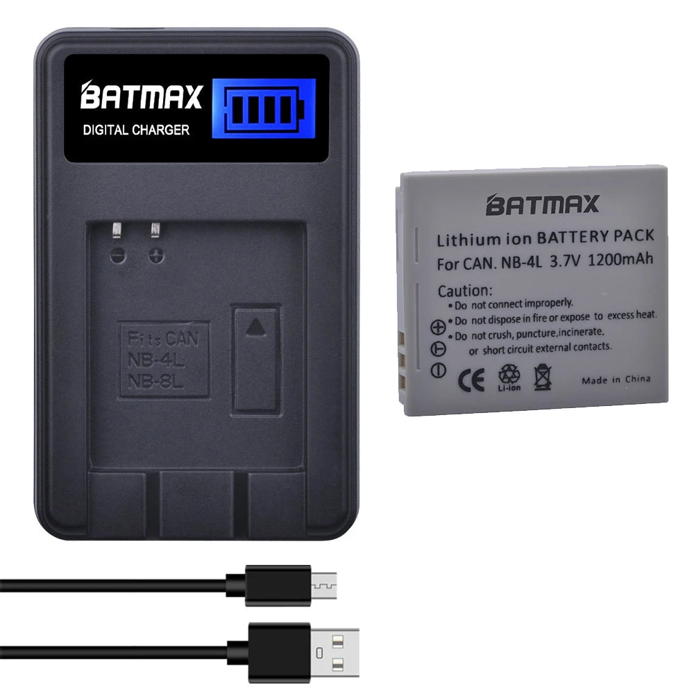 Batterie Batmax NB-4L NB4L + chargeur pour Canon IXUS 50 55 60 65 80 75 100 I20 110 115 120 130 IS 117 220 230 255 HS SD780