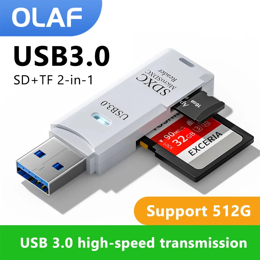 Lecteur de carte Olaf Micro SD 2 et carte SD en 1 USB 3.0 haute vitesse