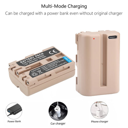 Batterie Probty 2250mAh NP-FM500H NP FM500H FM500H USB-C pour Sony Alpha A58 A57 A65 A77 A99 A900 A700 A580 A560 A550 A850