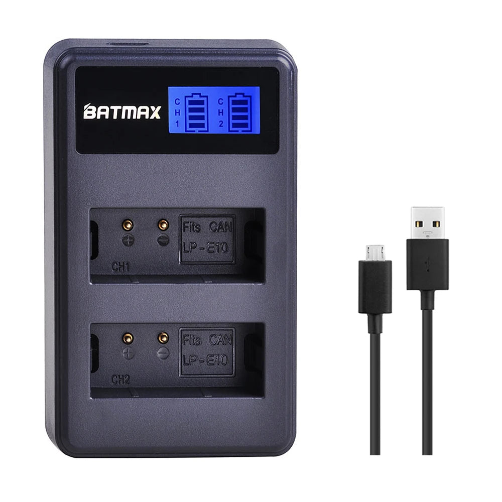 Batterie + chargeur double LP-E10 LP E10 LPE10 pour Canon EOS 1100D 1200D 1300D Kiss X50 X70 X80 Rebel T3 T5 T6...