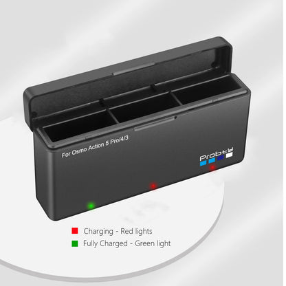 Batterie Probty 2200 mAh pour DJI Osmo Action 5 Pro Action 4 Action 3 + chargeur rapide 3 voie