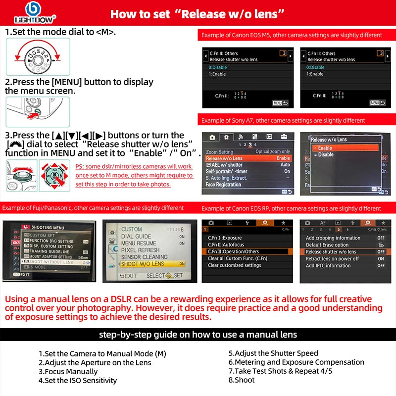 Objectif Lightdow 420-800mm F8.3 téléobjectif manuel Zoom avec convertisseur 2X pour appareils photo Canon Nikon Sony Pentax Fujifilm