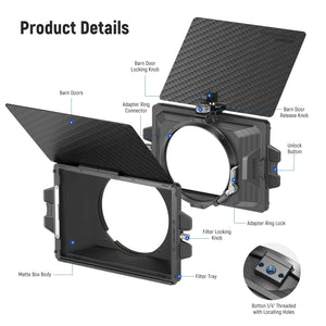 Boite à filtre NEEWER avec plateau filtrant 4 "x 5.65" en Fiber de carbone pour appareil photo reflex numérique sans miroir, compatible avec objectif 67/72/77/82mm
