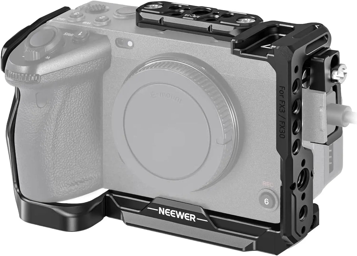 Cage NEEWER pour Sony FX3/FX30 avec serre-câble, Rail NATO, trous de positionnement ARRI 3/8