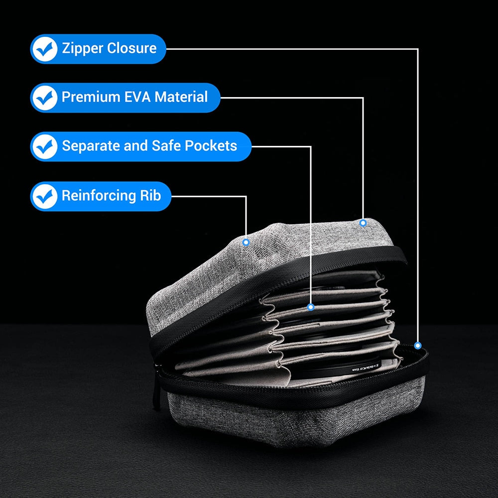Sacoche de rangement étanche JJC pour 10 filtres avec poche intérieure